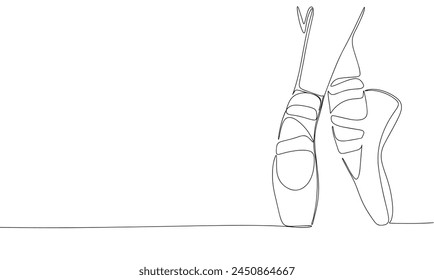 Pointe shoe one line continuous. Line art Pointe shoe. Hand drawn vector art.