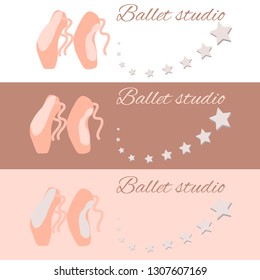 Pointe shoes for ballet. Shoes for ballet. Dancing school. Flat colored vector illustration