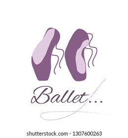 Pointe shoes for ballet. Flat colored vector illustration