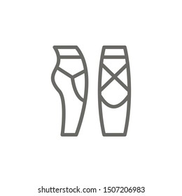 Pointe shoes, ballet icon. Element of theater icon. Thin line icon