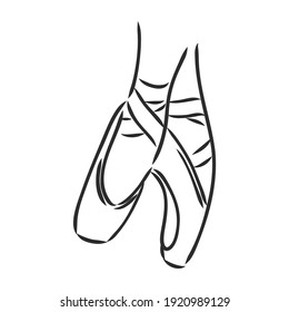 Pointe shoes. Ballet shoes. Vector hand-drawn illustration. Ballet dance studio symbol.