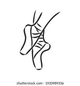 Pointe shoes. Ballet shoes. Vector hand-drawn illustration. Ballet dance studio symbol.