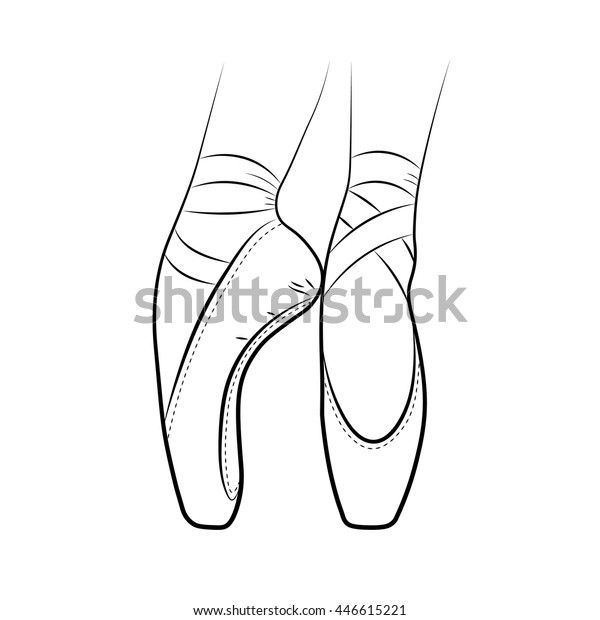 ポイントシューズ バレエの靴 ベクター手描きのイラスト バレエダンスのスタジオシンボル のベクター画像素材 ロイヤリティフリー