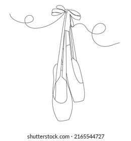 pointe shoes drawing by one continuous line, vector