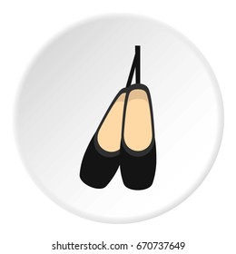 Pointe shoes icon in flat circle isolated vector illustration for web