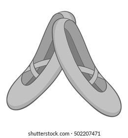 Pointe shoes icon. Gray monochrome illustration of pointe shoes vector icon for web