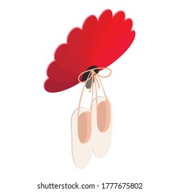 Pointe shoes icon. Isometric illustration of pointe shoes vector icon for web