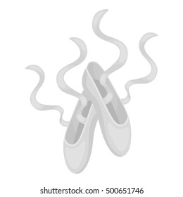 Pointe Shoes icon in monochrome style isolated on white background. Theater symbol stock vector illustration
