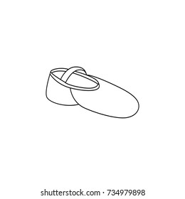 Pointe shoes icon in outline style for ballet class, logo and creative design