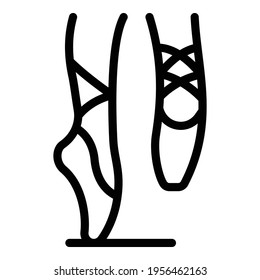 Pointe shoes icon. Outline pointe shoes vector icon for web design isolated on white background
