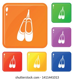 Pointe shoes icons set collection vector 6 color isolated on white background