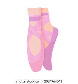 Pointe shoes on legs. Ballet shoes. Vector illustration isolated on white background.