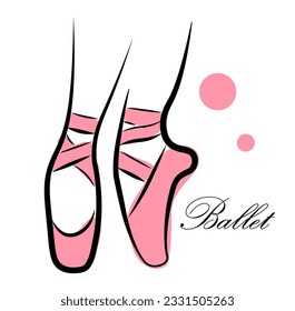 Pointe shoes on a white background. Ballet. Vector illustration in doodle style.