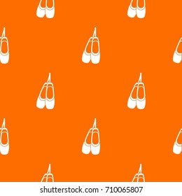Pointe shoes pattern repeat seamless in orange color for any design. Vector geometric illustration