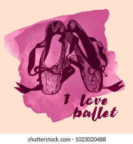 pointe shoes. A ready-made postcard or poster template, easy to edit. Vector illustration