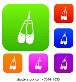 Pointe shoes set icon in different colors isolated vector illustration. Premium collection
