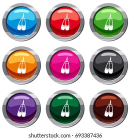 Pointe shoes set icon isolated on white. 9 icon collection vector illustration