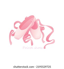 Pointe shoes vector illustration. Template, postcard, pointe shoes, ballet, graceful, shoes, dancing.