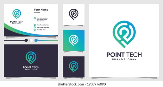 Pointech logo with fresh concept and business card design Premium Vector