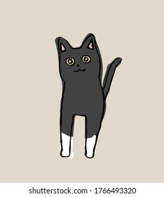 Pointed cat
 solid black vector illustration