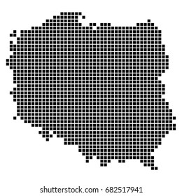 Pointed, doted, pixel map of Poland. Vector illustration.