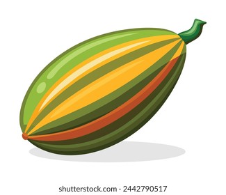 Ilustración plana del vector de las verduras de la calabaza apuntada sobre fondo blanco.