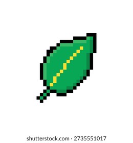 Pointed green medicinal leaf pixel art sprite for health restoration in retro RPG games