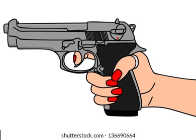 pointed gun, illustration