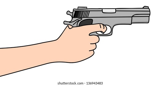 pointed gun, illustration
