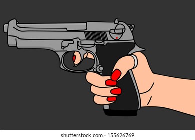 pointed gun, illustration 