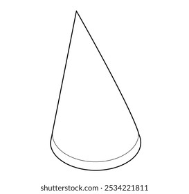 Pointed Hat Magic Head Fashion accessory cap with wide brim clothing technical illustration. Vector headgear for Men, women, unisex style, flat template CAD mockup sketch outline isolated