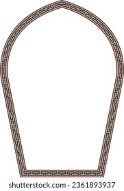 Pointed Horseshoe Arch rectangular frame architecture window door Greek meander pattern antique retro vintage meander old-fashioned design picture frame art and craft borders element decorate isolated