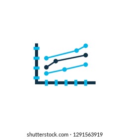 Pointed line chart icon colored symbol. Premium quality isolated increase element in trendy style.