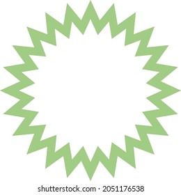 Pointed round frame. Flat figure. Contemporary design asset. Green uniform ring. Abstract geometric shape. Clip art for creating backgrounds, backdrops, wallpapers, template. Monochrome illustration. 