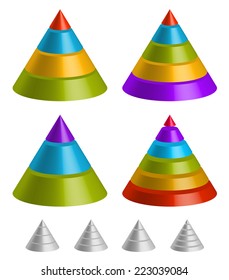 Pointed shapes. Pyramid, triangle charts.