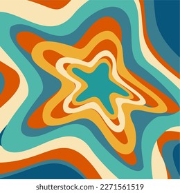 Composición de estrellas brillantes apuntadas, adorno de arte pop ornamento estrella plana de 70 para impresión, ilustración vectorial. Diseño para papel, impresión, tela, papel pintado, embalaje, textil