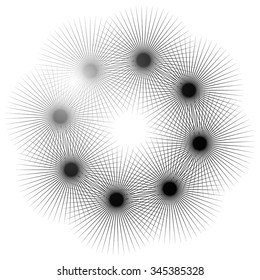 Pointed, spiky shapes circular element. vector art.