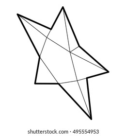 Pointed star icon in outline style on a white background vector illustration