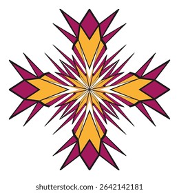 Pointed star shape. Geometric floral burst. Sharp petal form. Vector ornament icon.