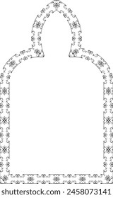 Arco del trébol puntiagudo Marco de Vertical arco arquitectónico puerta de ventana marco de Antiguas Flor corona hoja Vector floral borde marcos de imagen Rama laurel silueta botánica negro Elementos decoración