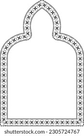 Pointed Trefoil Archrectangular frame architectural window door ornate flower frame floral leaf borders natural blossom decoration wedding card anniversary celebration beautiful arabesque motif