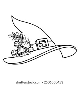 Pointed village witch hat with fly agarics. Image produced without the use of any form of AI software at any stage.