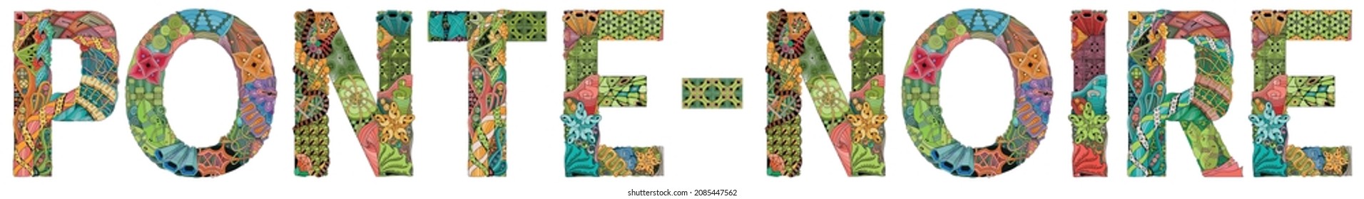 Pointe-Noire is the second largest city in the Republic of the Congo. Vector decorative zentangle object for decoration