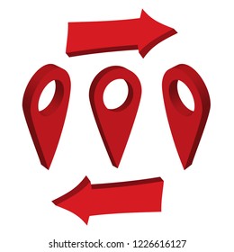 Pointer 3d pin. Map point symbols vector set.