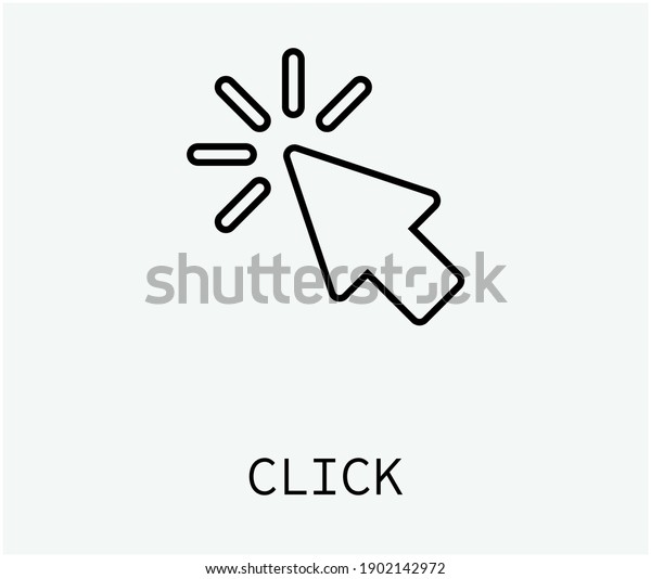 Pointer\
arrow, click vector icon. Symbol in Line Art Style for Design,\
Presentation, Website or Mobile Apps Elements. Arrow symbol\
illustration. Pixel vector graphics -\
Vector.