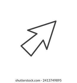 Pointer Arrow line icon. linear style sign for mobile concept and web design. Navigation arrow outline vector icon. Symbol, logo illustration. Vector graphics