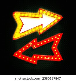 The pointer is an arrow with retro-style light bulbs. Vector illustration