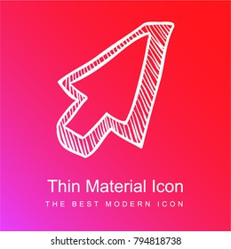 Pointer arrow sketch red and pink gradient material white icon minimal design