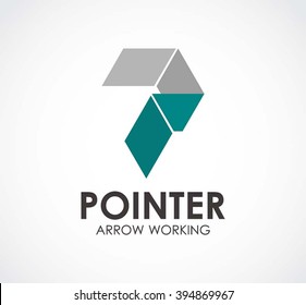 Pointer arrow of working abstract vector and logo design or template geometric business icon of company identity symbol concept