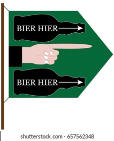 A pointer with a beer bottle and index finger